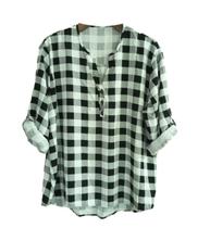 Camisete Feminina Plus Size /Camisa Blusa Social Estampada Xadrez 2543pai Camisete Feminina Plus Size /Camisa Blusa Social Estampada Xadrez 2543pai