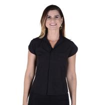 Camisete Feminina Profissional Tecido em Poplin Manga Curta - Preto