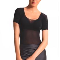 Camisete Feminina Segunda Pele Manga Curta Decotada Fio 40 Preto Camisete Feminina Segunda Pele Manga Curta Decotada Fio 40 Preto