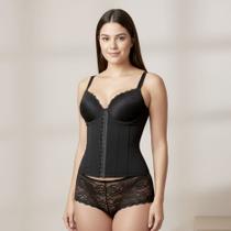 Camisete Modeladora Bojo Aro Cetinete Alta Compressão Colchetes 6 Barbatanas