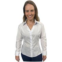 Camisete Social Feminino Acinturado Manga Longa Uniforme Administrativo Escritório Secretaria Atendente