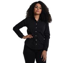 Camisete Tricoline Manga Longa Preto