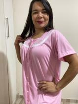 camisola aberta lisa com botões detalhe de flores - Ref.036