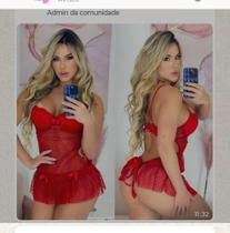 camisola aberta nas costa vermelha c/ renda e calçinha poderosa
