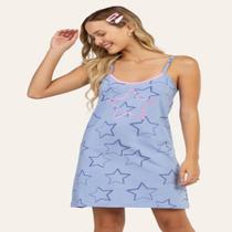 Camisola Alça de Malha Algodão Lua Encantada Azul Estrelas Tamanho M Camisola Alça de Malha Algodão Lua Encantada Azul Estrelas Tamanho M