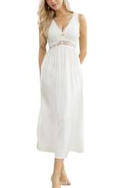 Camisola ALCEA ROSEA de seda de cetim com renda para mulheres (branca S)