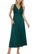 Camisola ALCEA ROSEA de seda de cetim com renda para mulheres (L) Camisola ALCEA ROSEA de seda de cetim com renda para mulheres (L)