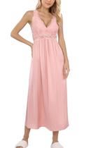 Camisola ALCEA ROSEA de seda de cetim com renda para mulheres rosa XXL