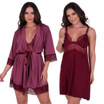 Camisola Amamentação Com Robe de Romantic e Renda