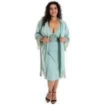 Camisola Amamentação Com Robe Maternidade Pijama Gestante Plus Size Estilo Sedutor - DRP202-301