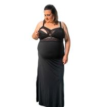 Camisola Amamentação Longa Recorte Lateral Gestante Pós-Parto Plus