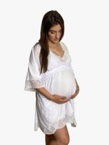 Camisola Amamentação + Robe Gestante Luxo Maternidade Pós-parto - DOCE MAMÃE