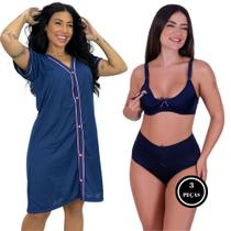 Camisola Americana Botões Sutiã Amamentação Calcinha Pós Parto - c17 ELIANA + JOLIE Camisola Americana Botões Sutiã Amamentação Calcinha Pós Parto - c17 ELIANA + JOLIE