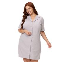 Camisola Americana Plus Feminino Manga Curta Cinza Canelada - Zee Rucci
