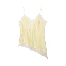 Camisola Assimétrica De Renda Preta Sem Mangas, Top off Shoulder Para Mulheres, Verão 2025