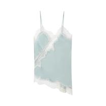 Camisola Assimétrica Preta Com Renda, Sem Mangas, Costas Descobertas, Top Para Mulheres Verão 2025