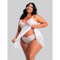 Camisola Aurora Plus Size IMI Lingerie Sem Bojo em Tule e Renda com Calcinha