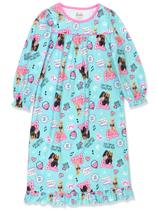 Camisola Barbie Girls Flannel Granny Gown Pijamas Turquesa 4