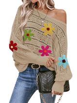 Camisola Cakulo feminina sem ombro, flor, outono de 2024