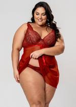 Camisola + Calcinha Fio Em Tule Plus Size