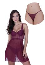 Camisola com Bojo Tule Transparente Detalhes em Renda Macia Alça Delicada - c3 ELISA Camisola com Bojo Tule Transparente Detalhes em Renda Macia Alça Delicada - c3 ELISA