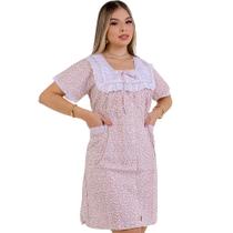 Camisola Com Manga Senhoras Algodão Popeline Pijama Roupa de dormir Camisola Com Manga Senhoras Algodão Popeline Pijama Roupa de dormir