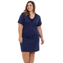 Camisola Curta com Renda Marinho Liganete Sepie 1001-PL Plus Size