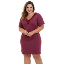 Camisola Curta com Renda Vinho Liganete Sepie 1001-PL Plus Size