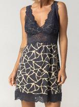 Camisola Curta Inspirate 160670 Feminina Rongeant Estampada Rendada Viscose T. P/G Camisola Curta Inspirate 160670 Feminina Rongeant Estampada Rendada Viscose T. P/G