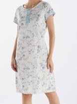 Camisola Curta Pzama 050279 Feminina Peitilho Com Botões Algodão T. G/EG