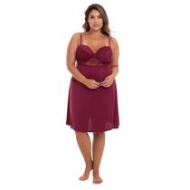 Camisola Curta Vinho Liganete Com Renda Sepie 2358 Plus Size