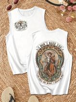 Camisola de Alças Sem Mangas Feminina - Estilo Cowboy - Casual para Verão e Primavera