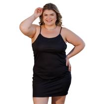 Camisola De Alcinha Fixa Feminina Plus Size Tecido Fino Leve Básica Fresquinha Para o Verão 3078.C1