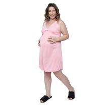Camisola de Alcinha Gestante e Amamentação Rosa com Detalhe em Renda