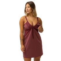 Camisola de Amamentação Feminina Lisa detalhe Renda Maternidade Pós Parto