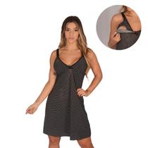 Camisola de Amamentação Pós Parto sem Bojo para Amamentar Pijama Adulto Reforçado com Sustentação em Liganete Estampada Luxo Camizola Feminina Grávida