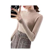 Camisola de Malha Feminina Gola Alta - Estilo Casual Vintage Coreano para Outono/Inverno