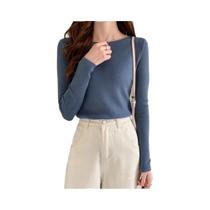 Camisola de Malha Feminina para Outono/Inverno - Gola Slash Neck, Casual e Básica