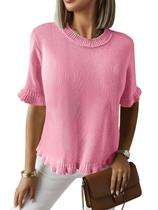 Camisola de manga curta Saodimallsu Summer para mulheres rosa Camisola de manga curta Saodimallsu Summer para mulheres rosa
