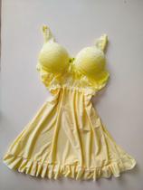 Camisola de renda amarela sexy melhor material Camisola de renda amarela sexy melhor material