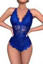 Camisola de renda azul forceil de lingerie forceil One Piece para mulheres