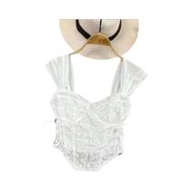 Camisola De Renda Slim-Fit Respirável Sexy Estilo Francês Com Suporte De Bustos Embutido Luxuosa E