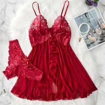 Camisola de Renda Transparente Sexy Feminina - Babydoll e Lingerie