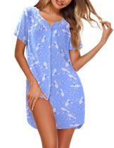 Camisola Ekouaer, pijamas femininos de algodão bordados florais Camisola Ekouaer, pijamas femininos de algodão bordados florais