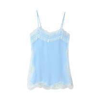 Camisola Elegante Estilo Europeu-Americano Com Renda E Decote Aberto, Decoração Fashion