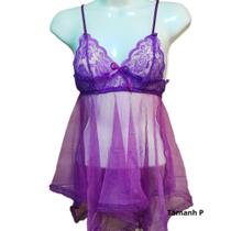 Camisola em Renda + Calcinha Fio Dental