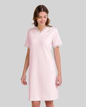 Camisola Feminina Acetinada Decote V Manga Curta Rosa Lohe
