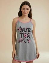 Camisola Feminina Alcinha Estampada Poliéster New Princess Cor:CinzaTamanho:G