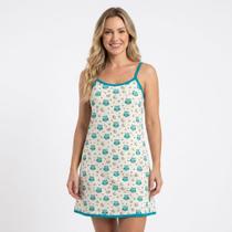 Camisola Feminina Algodão Estampada Alcinha Evasê Confortável -