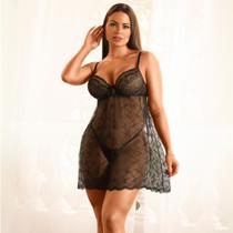 Camisola Feminina Bojo Renda Lingerie Alças Ajustáveis + Calcinha Camisola Feminina Bojo Renda Lingerie Alças Ajustáveis + Calcinha